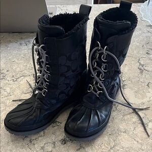 Coach Laura Women's Black Lace-Up Boots